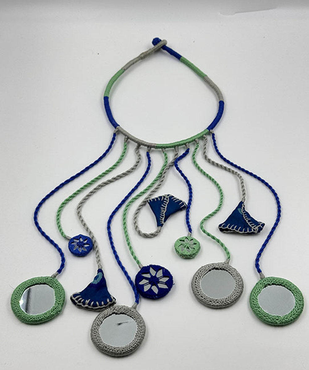 Navy blue handmade banjara cotton necklace