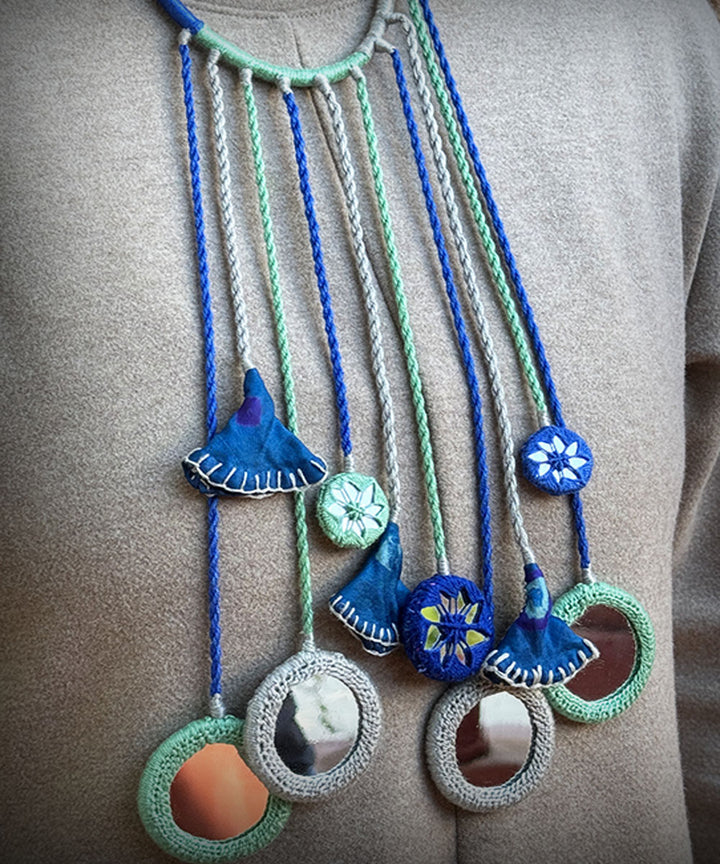 Navy blue handmade banjara cotton necklace
