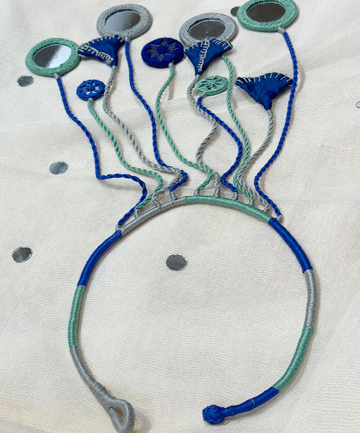 Navy blue handmade banjara cotton necklace