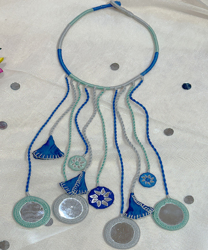 Navy blue handmade banjara cotton necklace