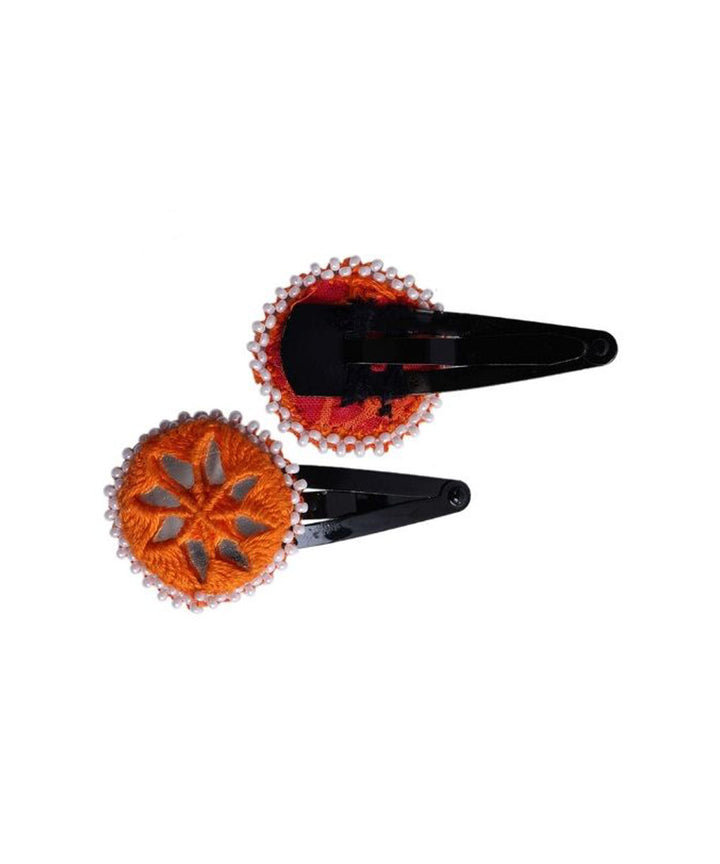 Orange handmade banjara cotton tic tac pins
