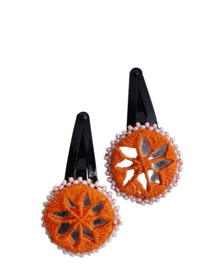 Orange handmade banjara cotton tic tac pins