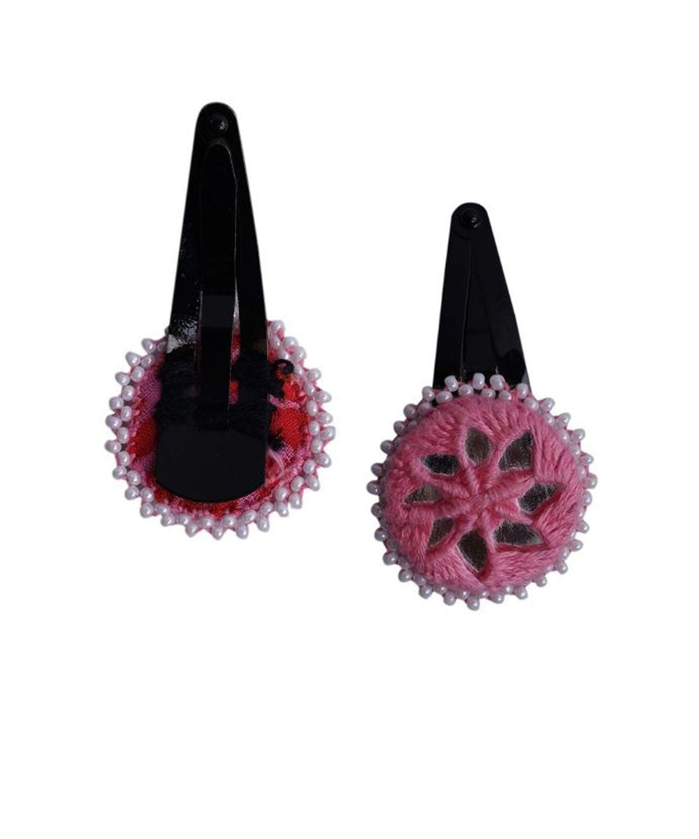 Pink handmade banjara cotton tic tac pins