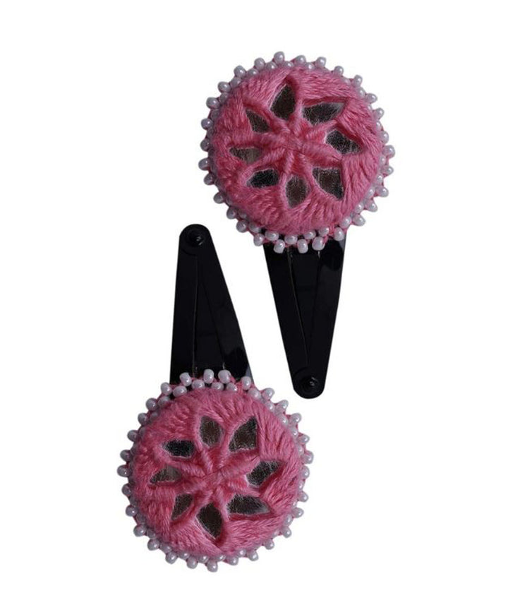 Pink handmade banjara cotton tic tac pins