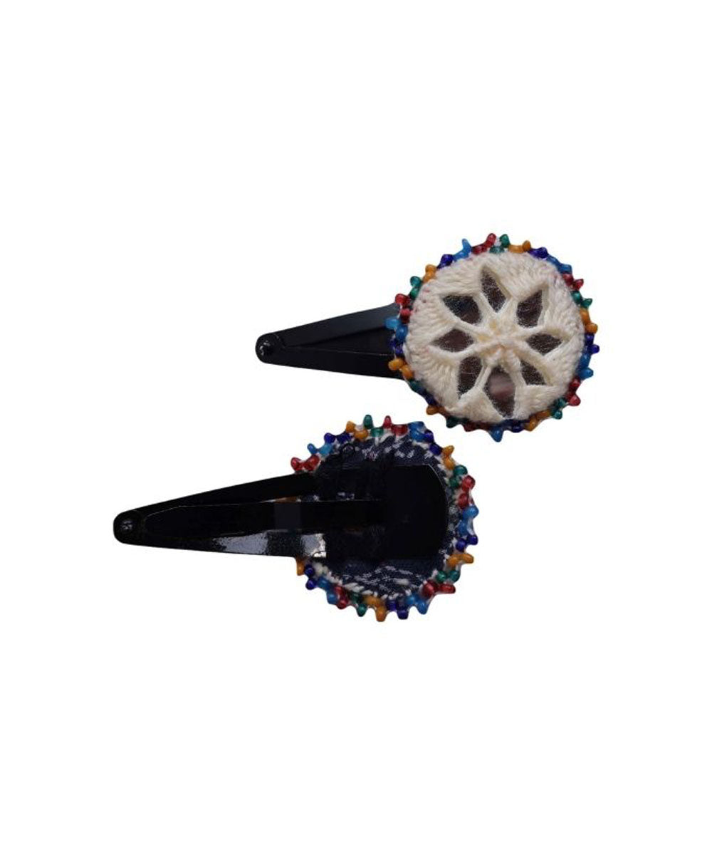 White handmade banjara cotton tic tac pins