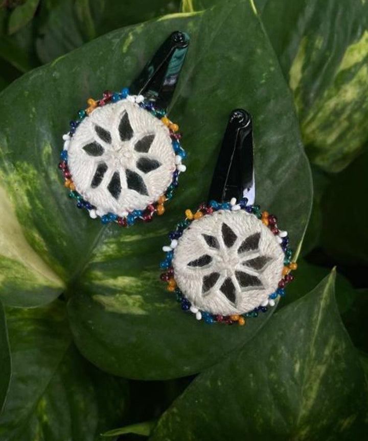 White handmade banjara cotton tic tac pins