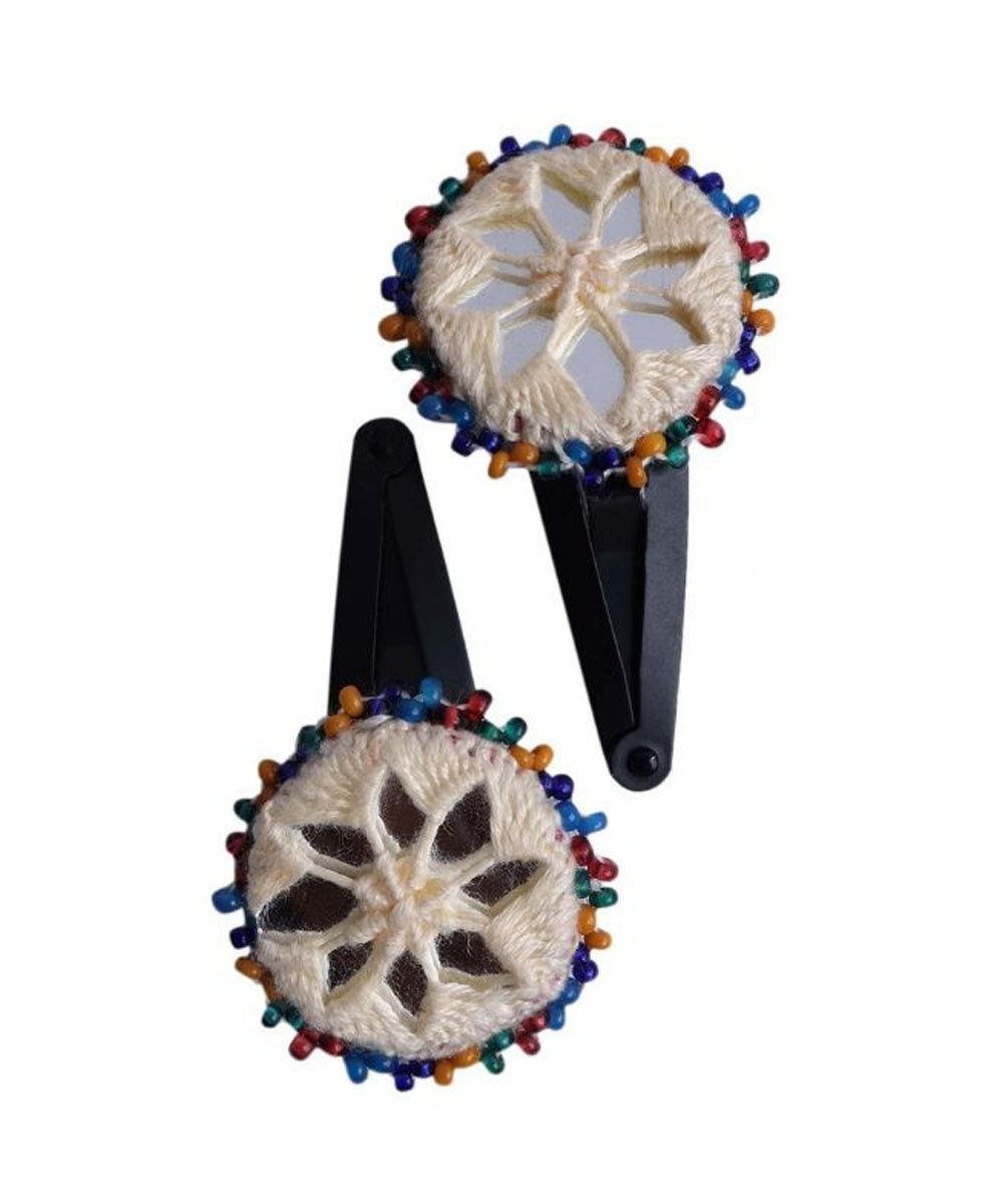 White handmade banjara cotton tic tac pins