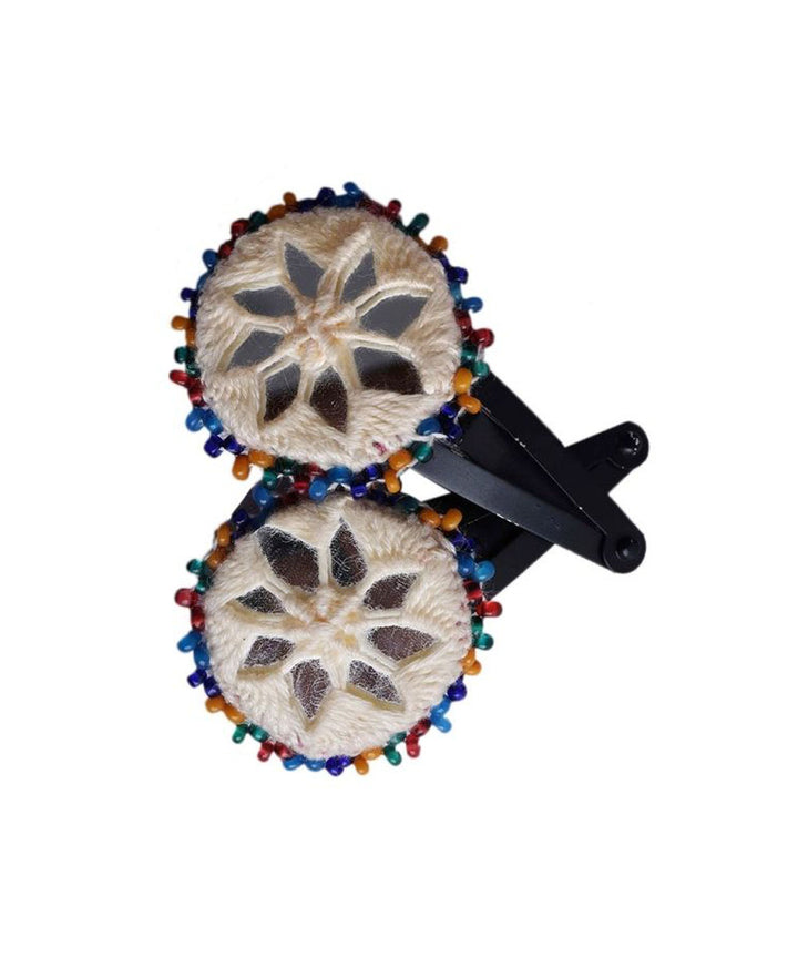 White handmade banjara cotton tic tac pins