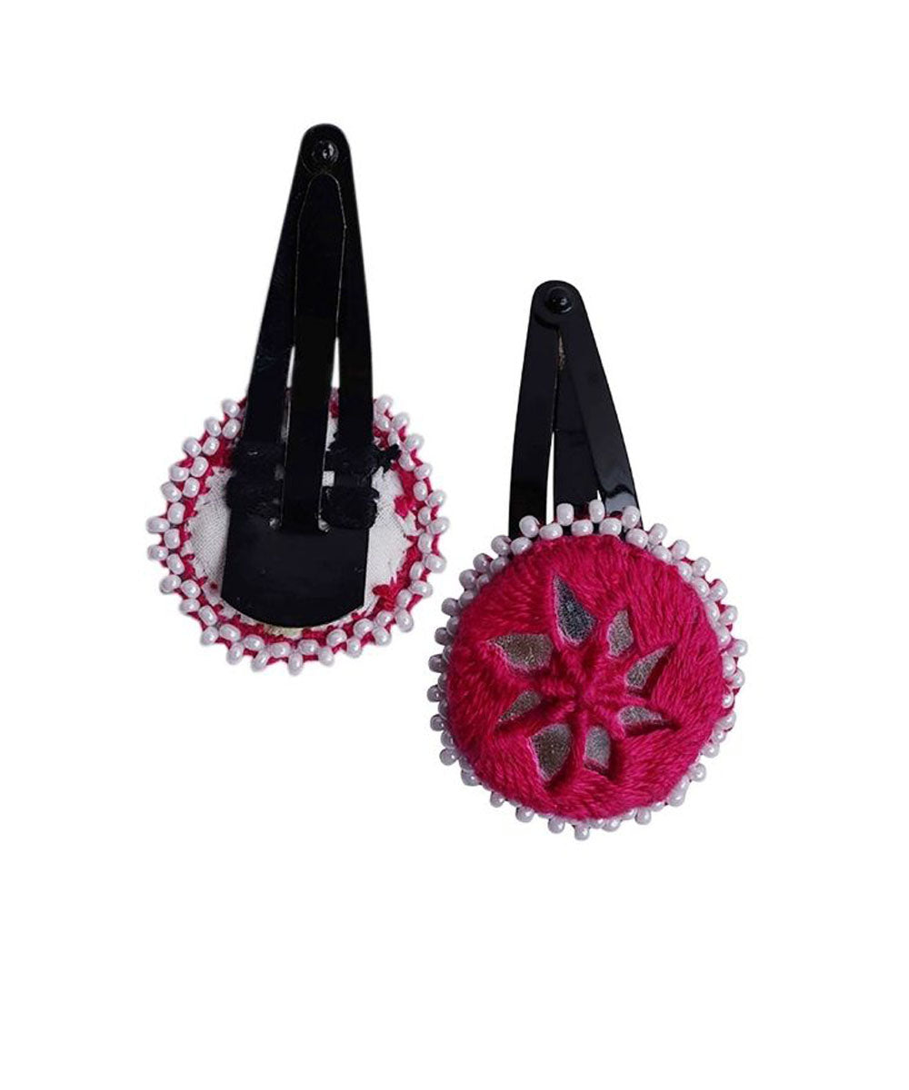 Red white handmade banjara cotton tic tac pins