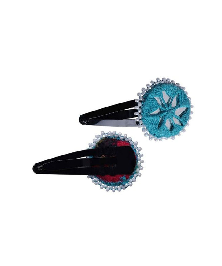 Sky blue handmade banjara cotton tic tac pins