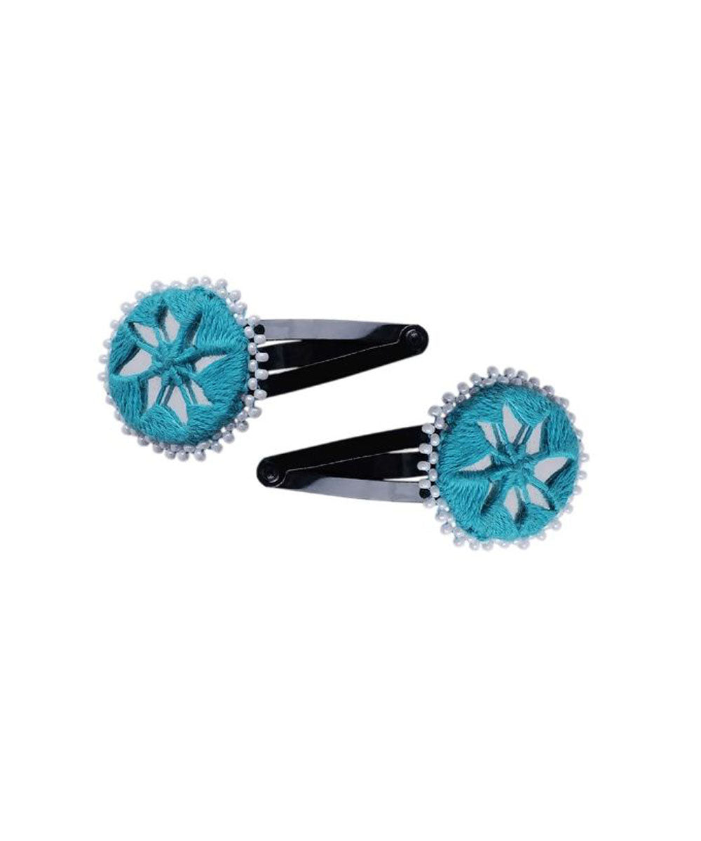 Sky blue handmade banjara cotton tic tac pins