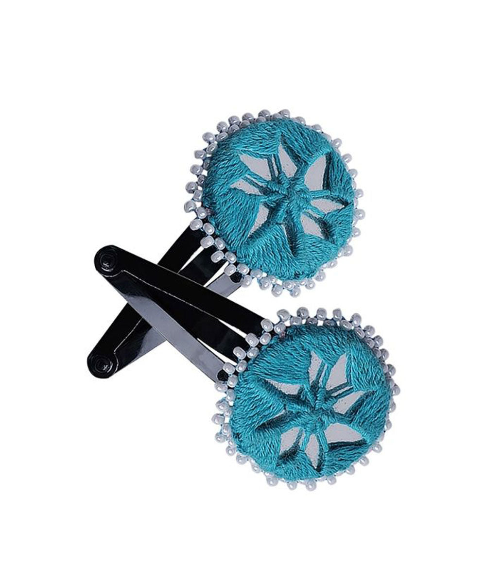 Sky blue handmade banjara cotton tic tac pins