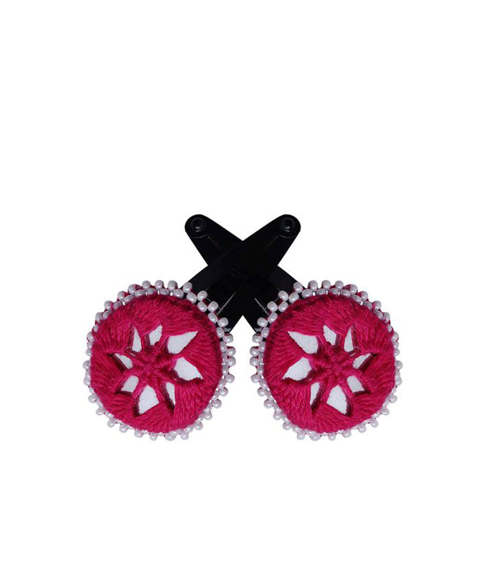 Red handmade banjara cotton tic tac pins