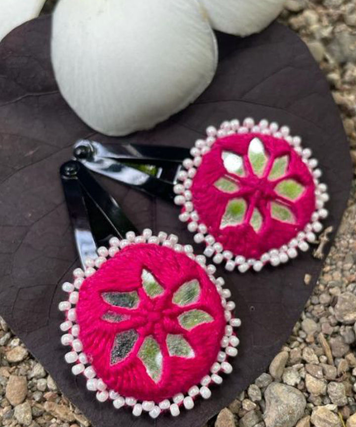 Red handmade banjara cotton tic tac pins