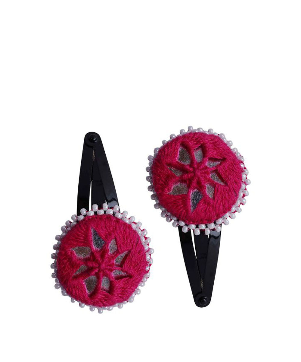 Red handmade banjara cotton tic tac pins