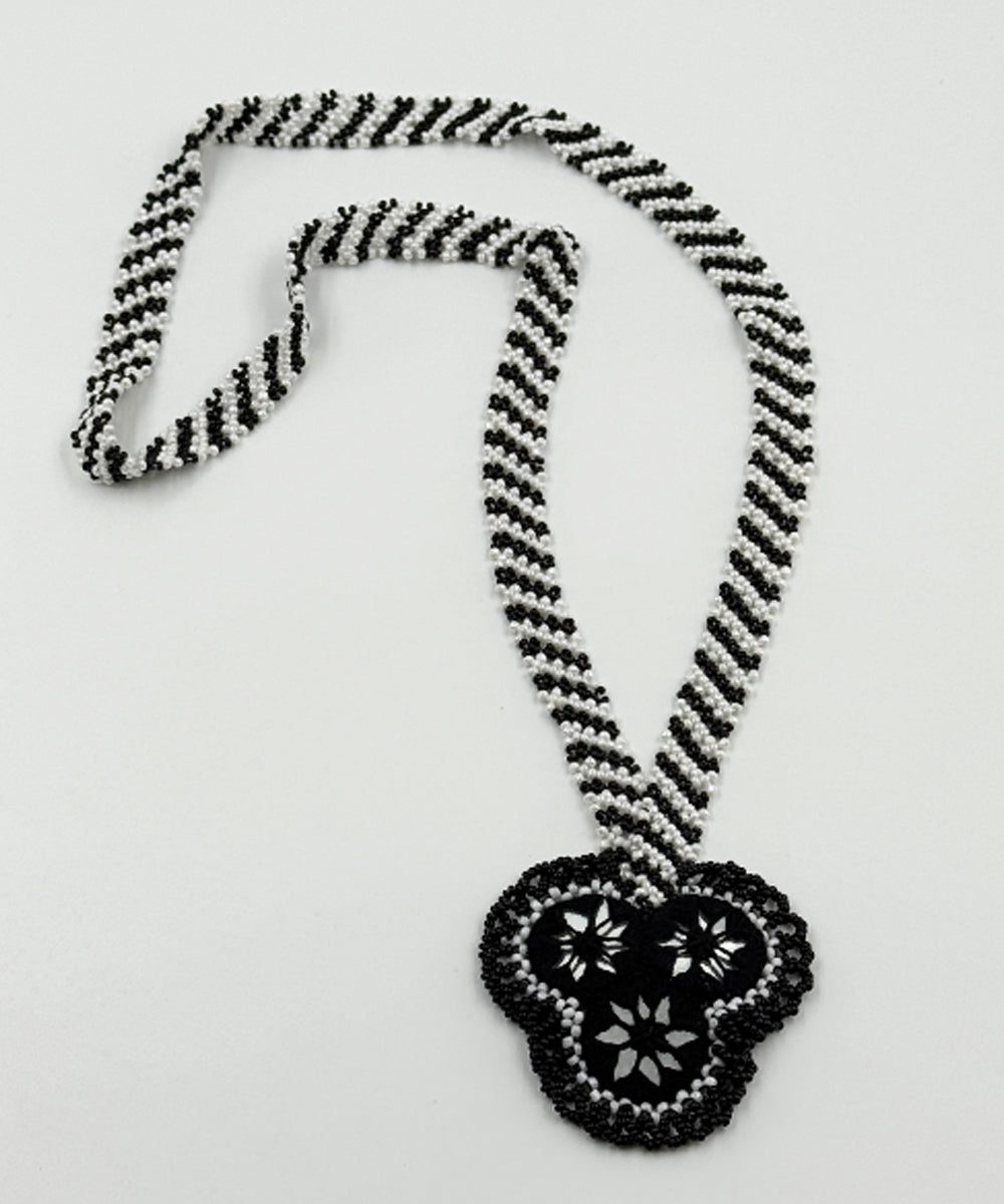 Black white hand made bead mirror glass beads mirrors necklace