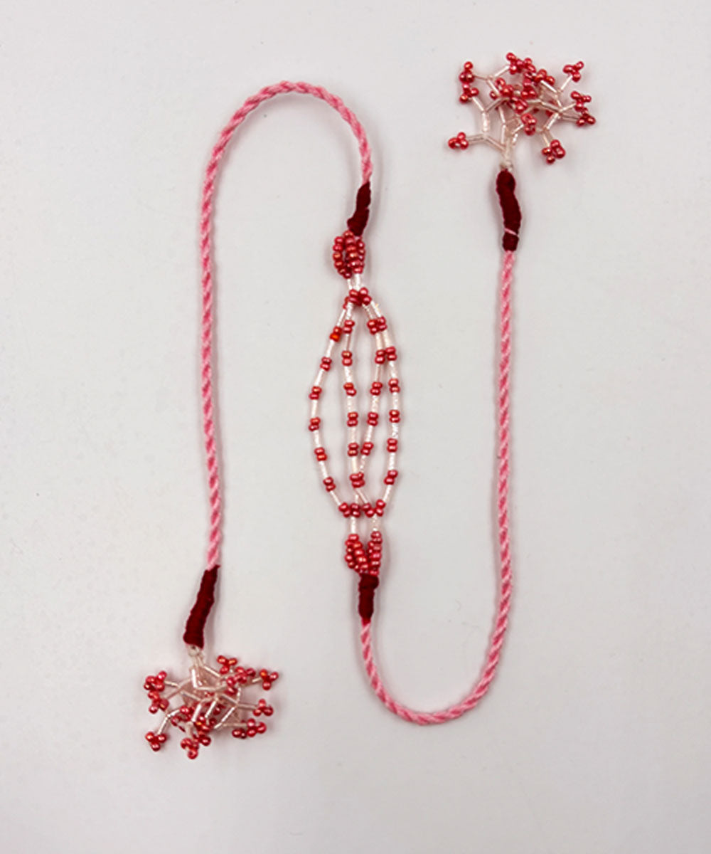 Pink baby pink handmade bead work beads anchor threads rakhi