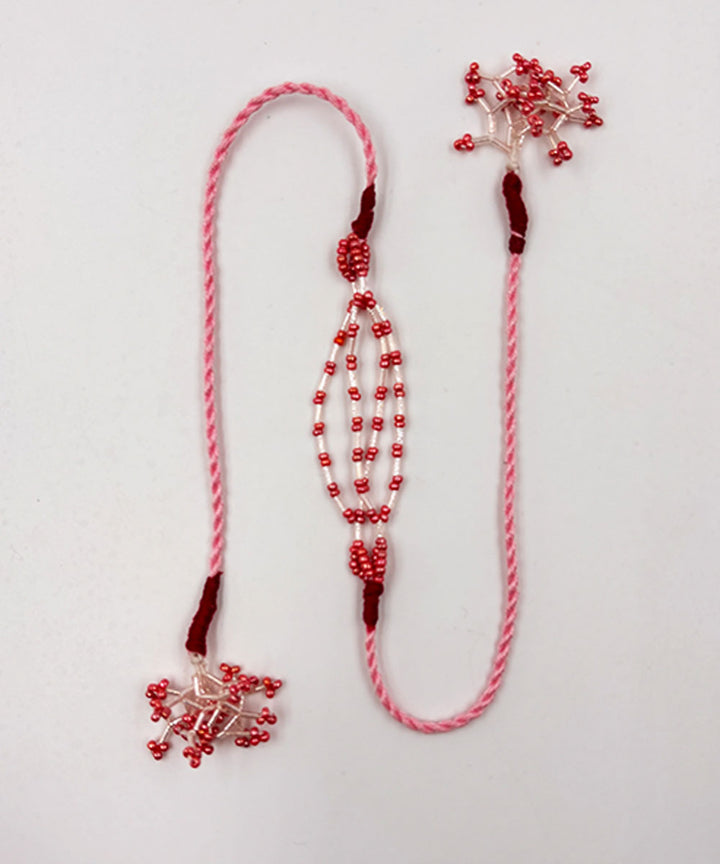 Pink baby pink handmade bead work beads anchor threads rakhi