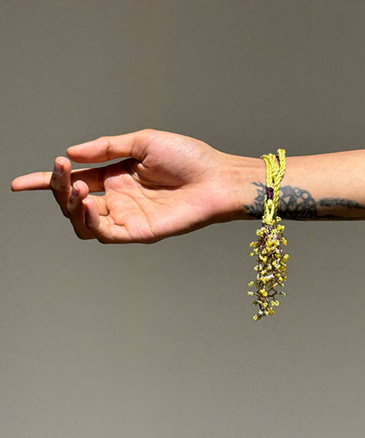 Yellow lemon handmade bead work beads anchor threads rakhi
