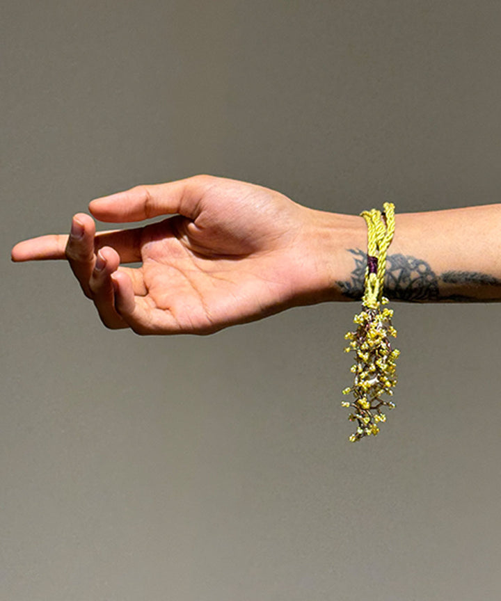 Yellow lemon bead work beads anchor threads handmade rakhi