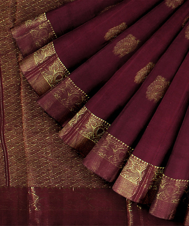 Maroon handwoven kanchi silk saree