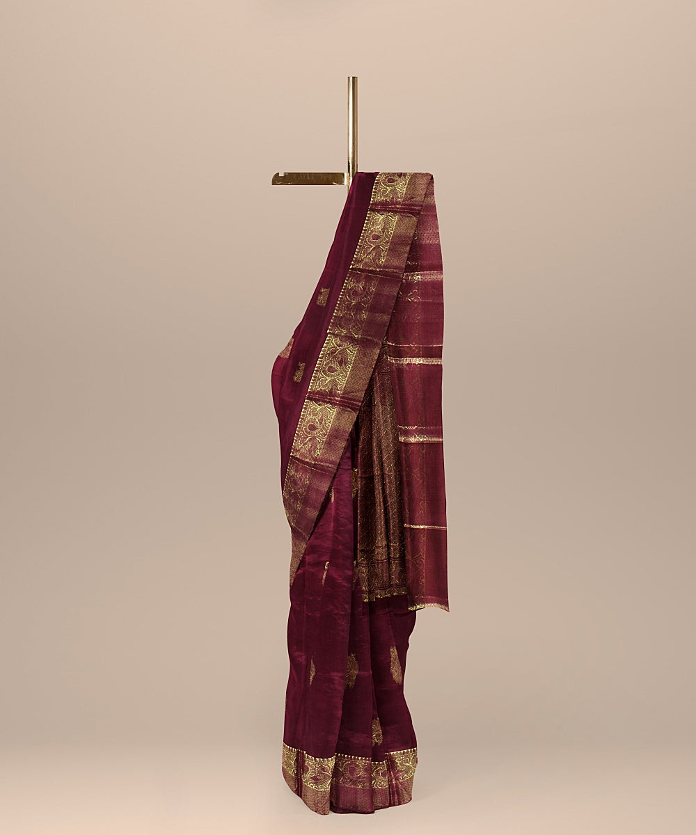 Maroon handwoven kanchi silk saree
