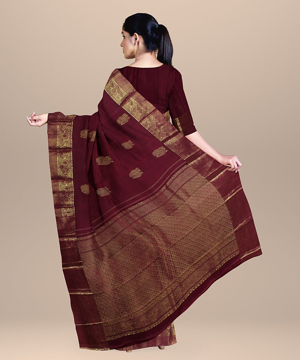 Maroon handwoven kanchi silk saree