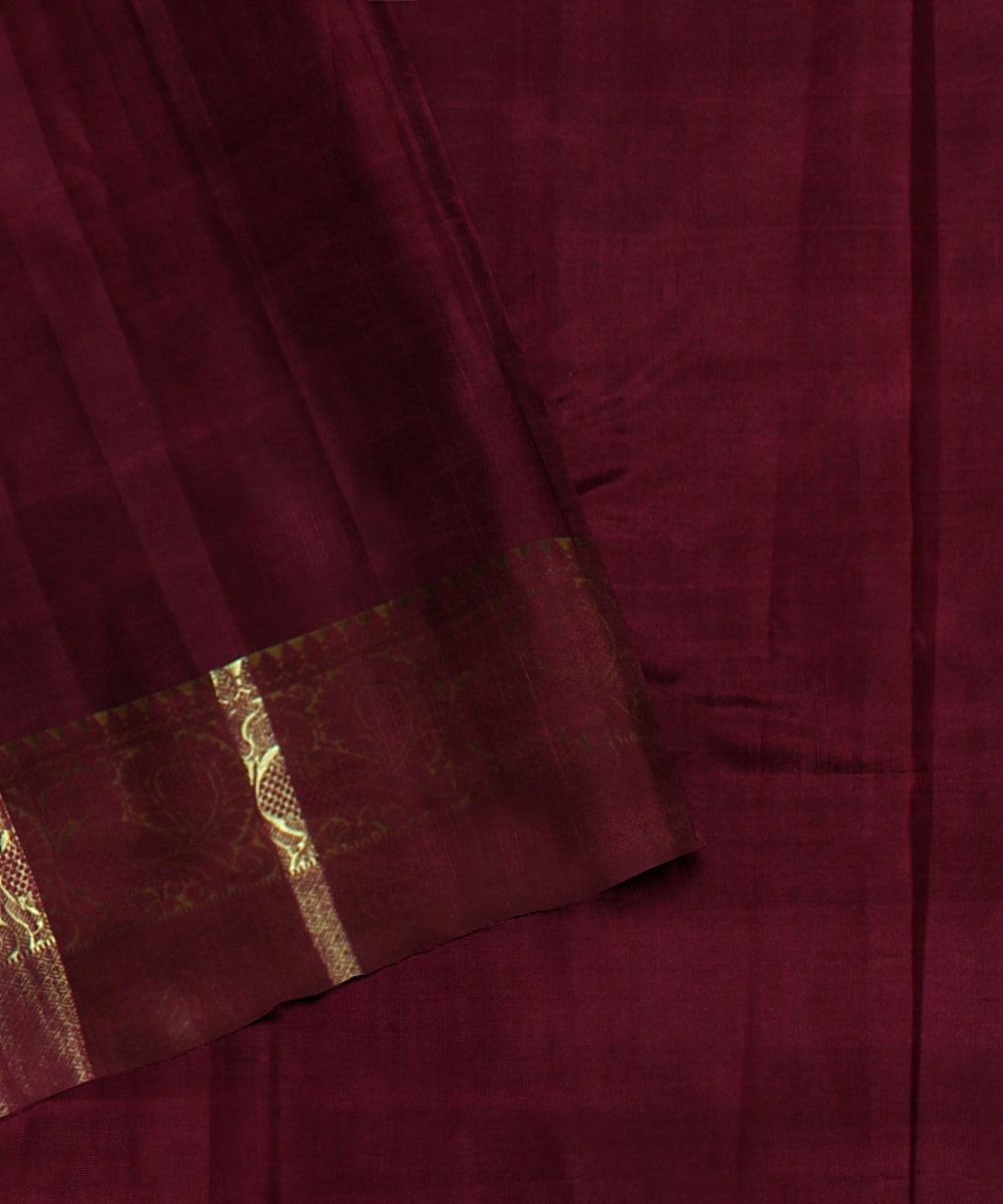 Maroon handwoven kanchi silk saree