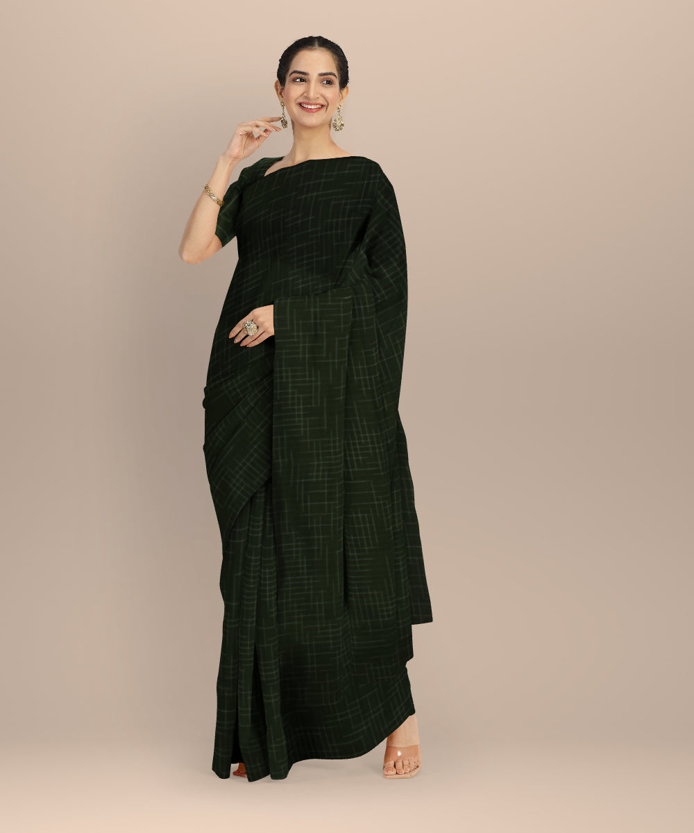 Dark green handloom cotton bengal saree