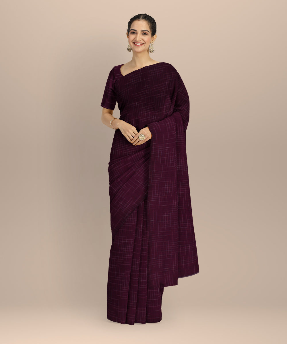 Purple handloom cotton bengal saree
