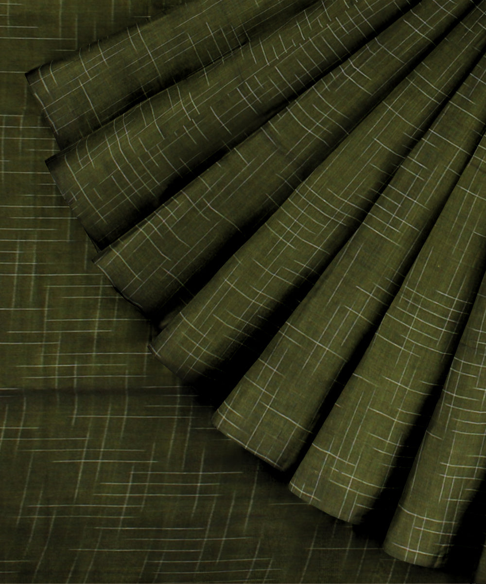 Olive green cotton handloom bengal saree