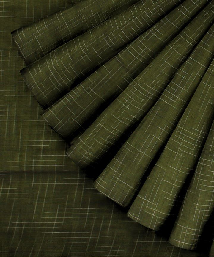Olive green cotton handloom bengal saree