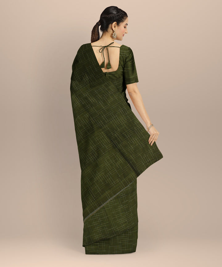 Olive green cotton handloom bengal saree