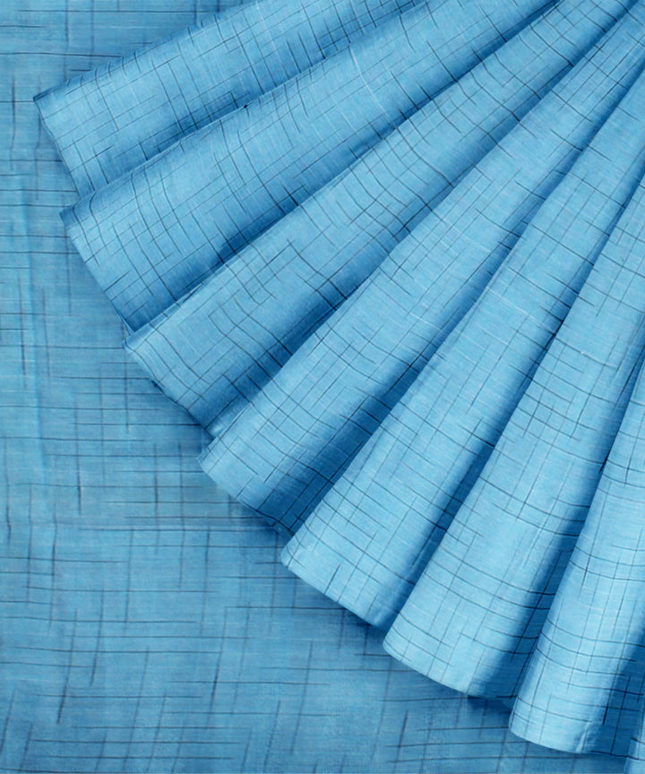 Cyan blue bengal handloom cotton saree