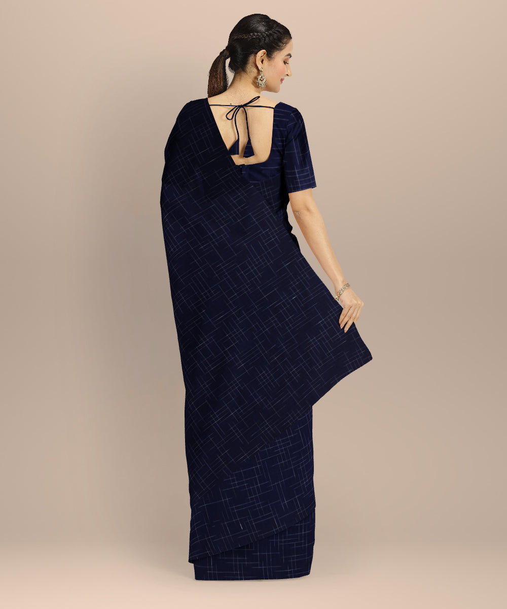 Navy blue handloom bengal cotton saree