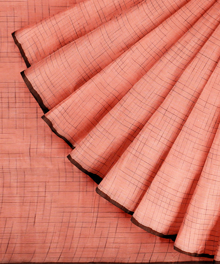 Peach handloom bengal cotton saree