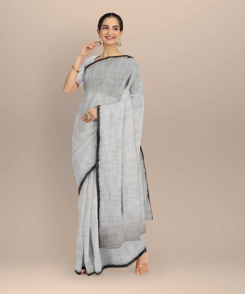 White handloom bengal cotton saree