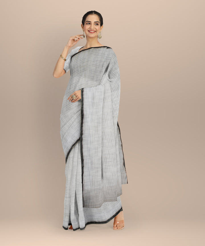 White handloom bengal cotton saree