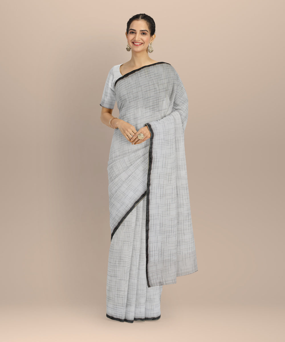 White handloom bengal cotton saree