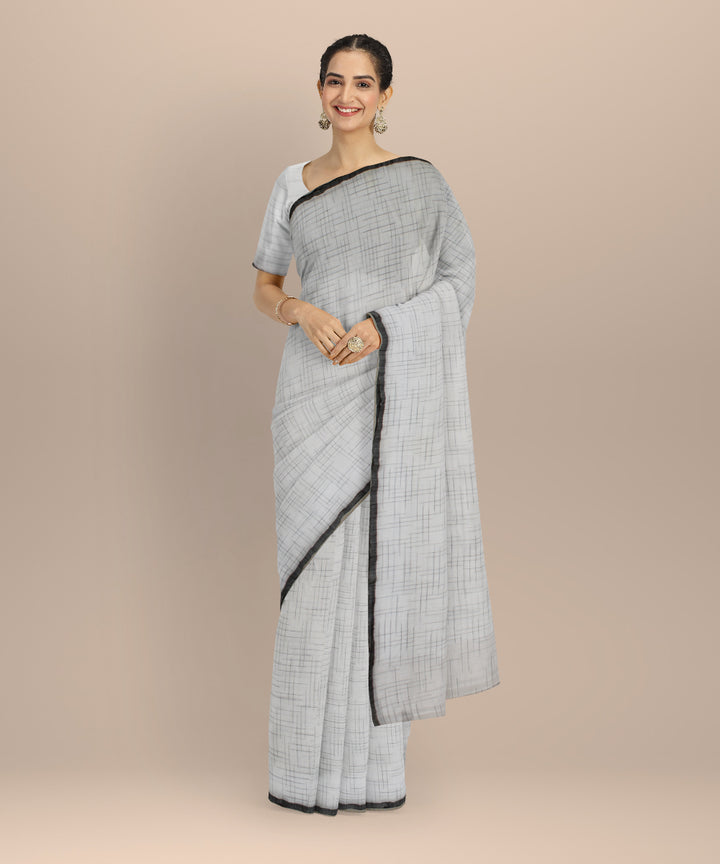 White handloom bengal cotton saree