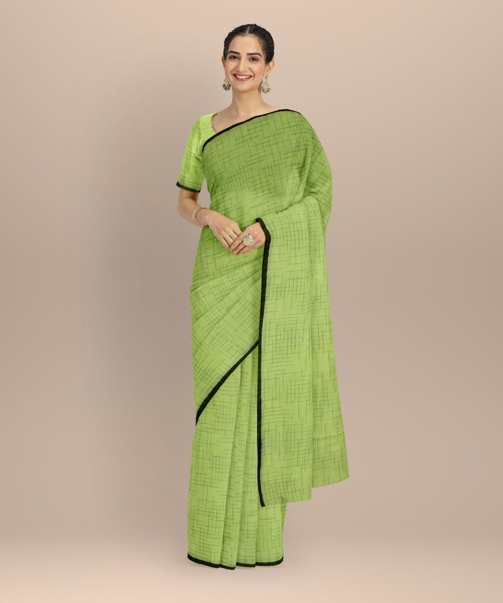 Light green handloom bengal cotton saree