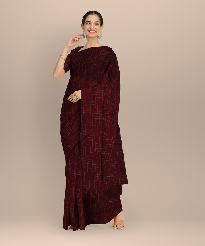 Maroon handloom bengal cotton saree