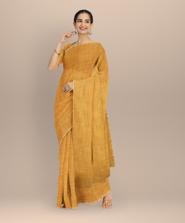 Light yellowhandloom bengal cotton saree