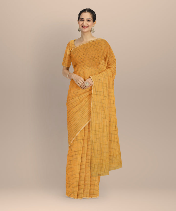 Light yellowhandloom bengal cotton saree