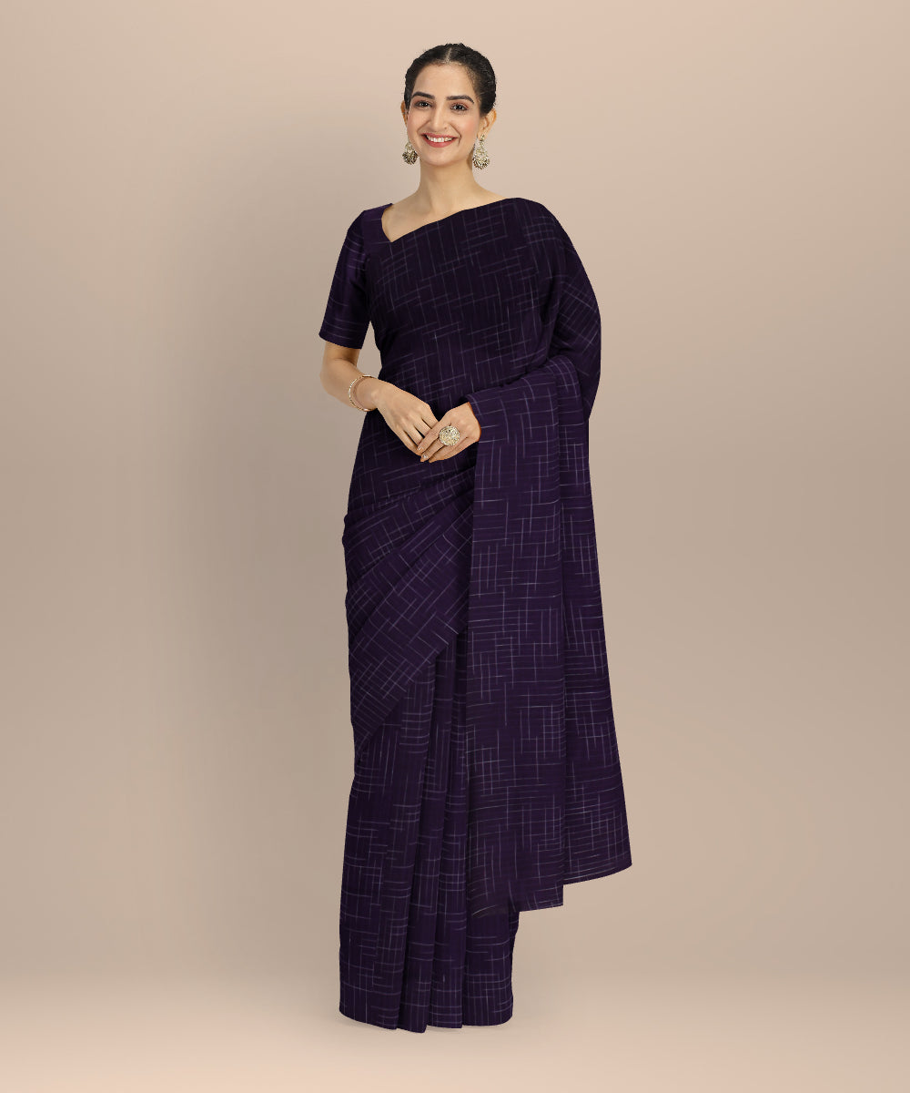 Violet handloom bengal cotton saree