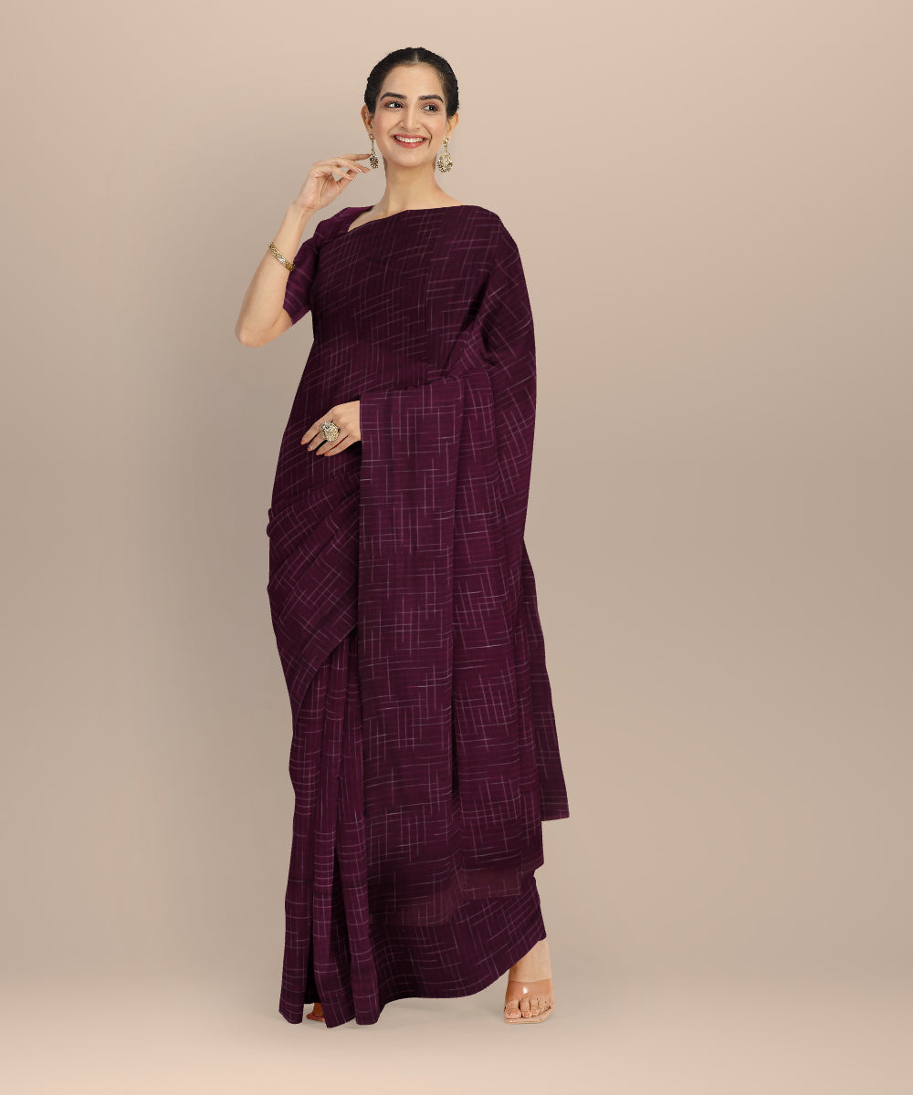 Purple handloom bengal cotton saree