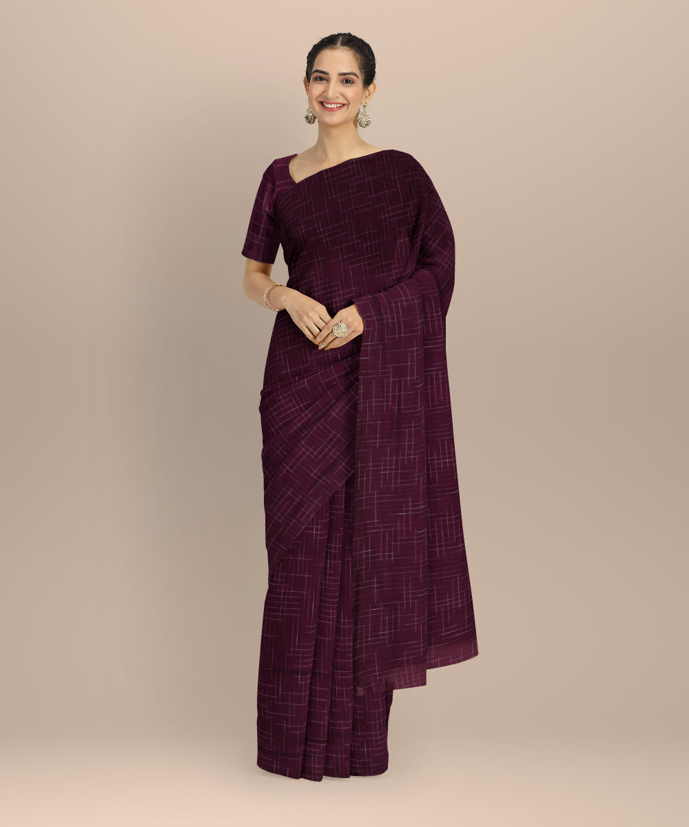 Purple handloom bengal cotton saree
