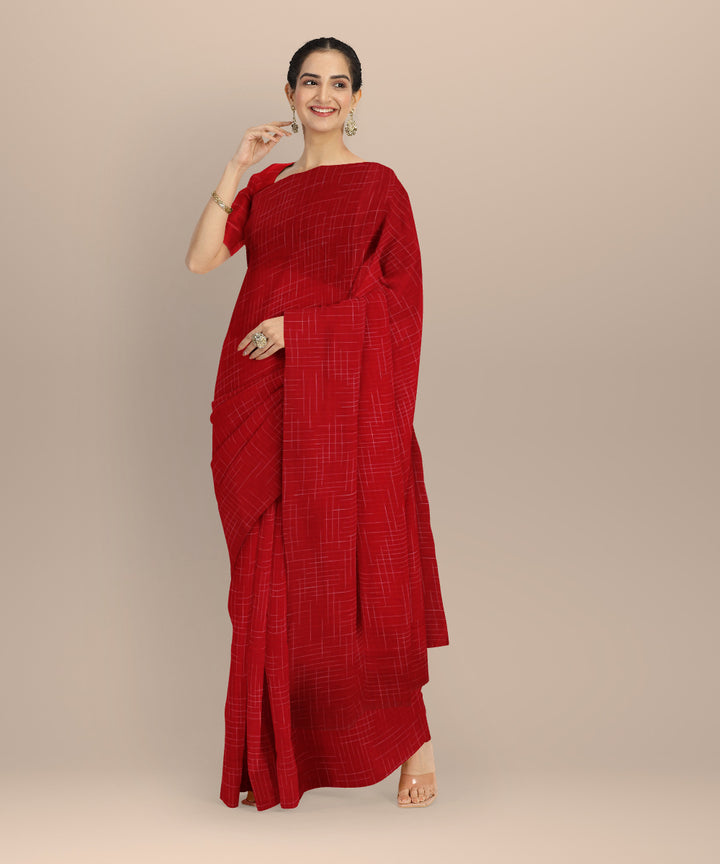 Red handwoven bengal cotton saree