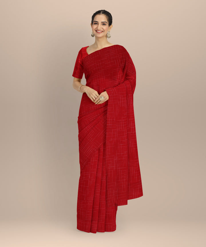 Red handwoven bengal cotton saree