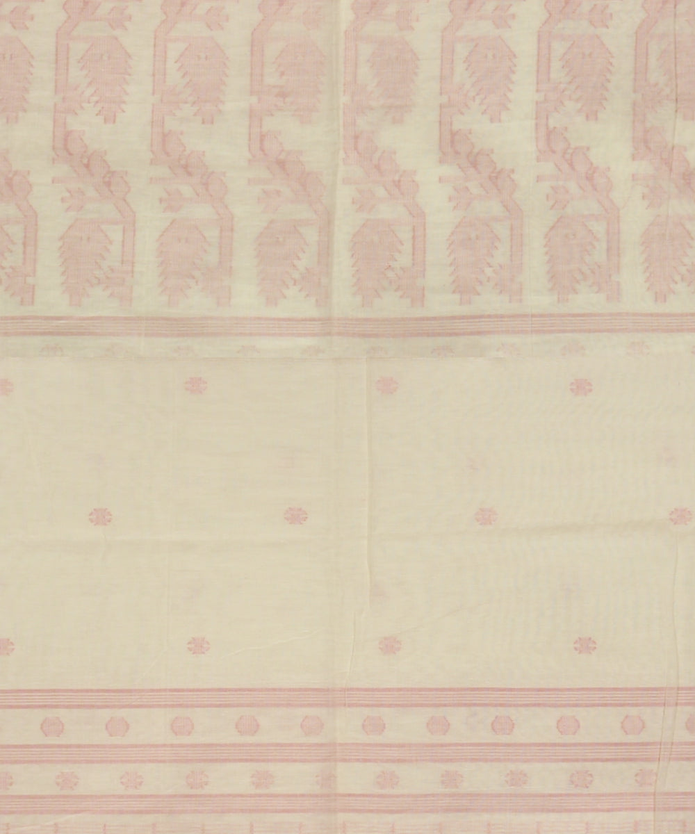 Off white red handwoven bengal cotton saree